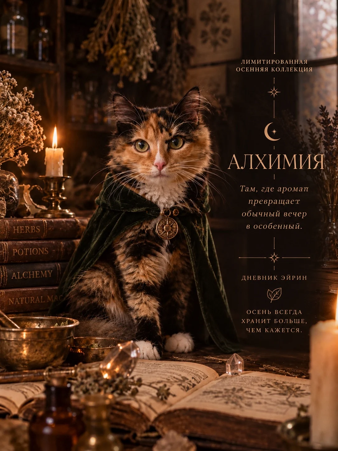 Коллекционная открытка Дневник Эйрин: кошка в алхимической лаборатории